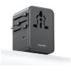 USAMS Ładowarka Travel Adapter 70W US/AU/EU/UK 3xUSB-C 4w1 czarny